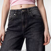 Jean loose taille basse denim noir ado