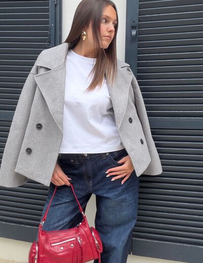 Caban droit gris clair