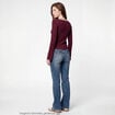 T-shirt cintr&eacute; col rond manches longues bordeaux