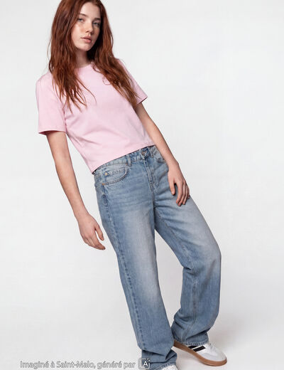 Jean Lenny wide leg taille basse denim double stone
