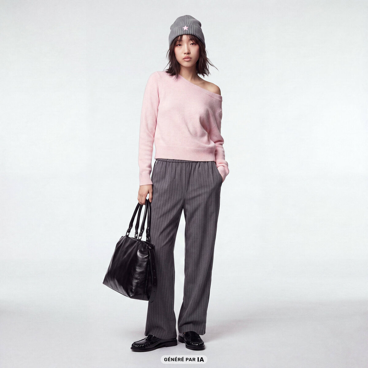 Pull col rond manches longues rose clair