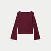 T-shirt cintr&eacute; col rond manches longues bordeaux