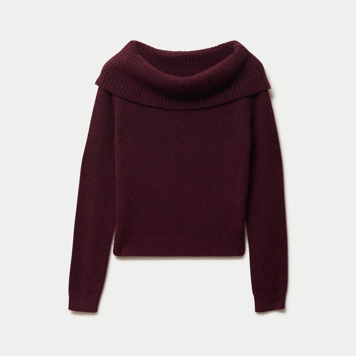 Pull col bardot manches longues bordeaux