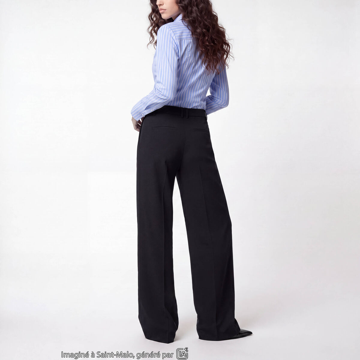 Pantalon coupe large taille basse noir