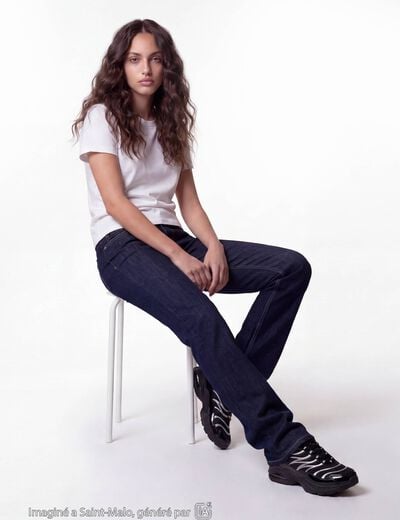 Jean regular taille basse denim brut ado
