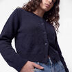 Gilet ajust&eacute; cropped manches longues bleu marine