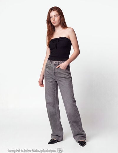 Jean Tom regular taille haute denim gris