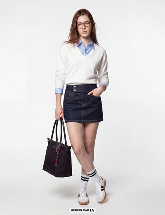 Jupe-short courte en jean denim brut