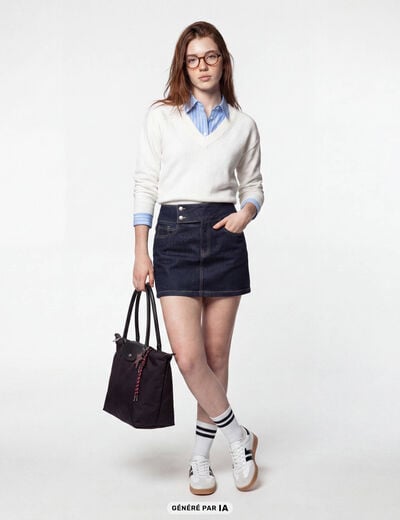 Jupe-short courte en jean denim brut