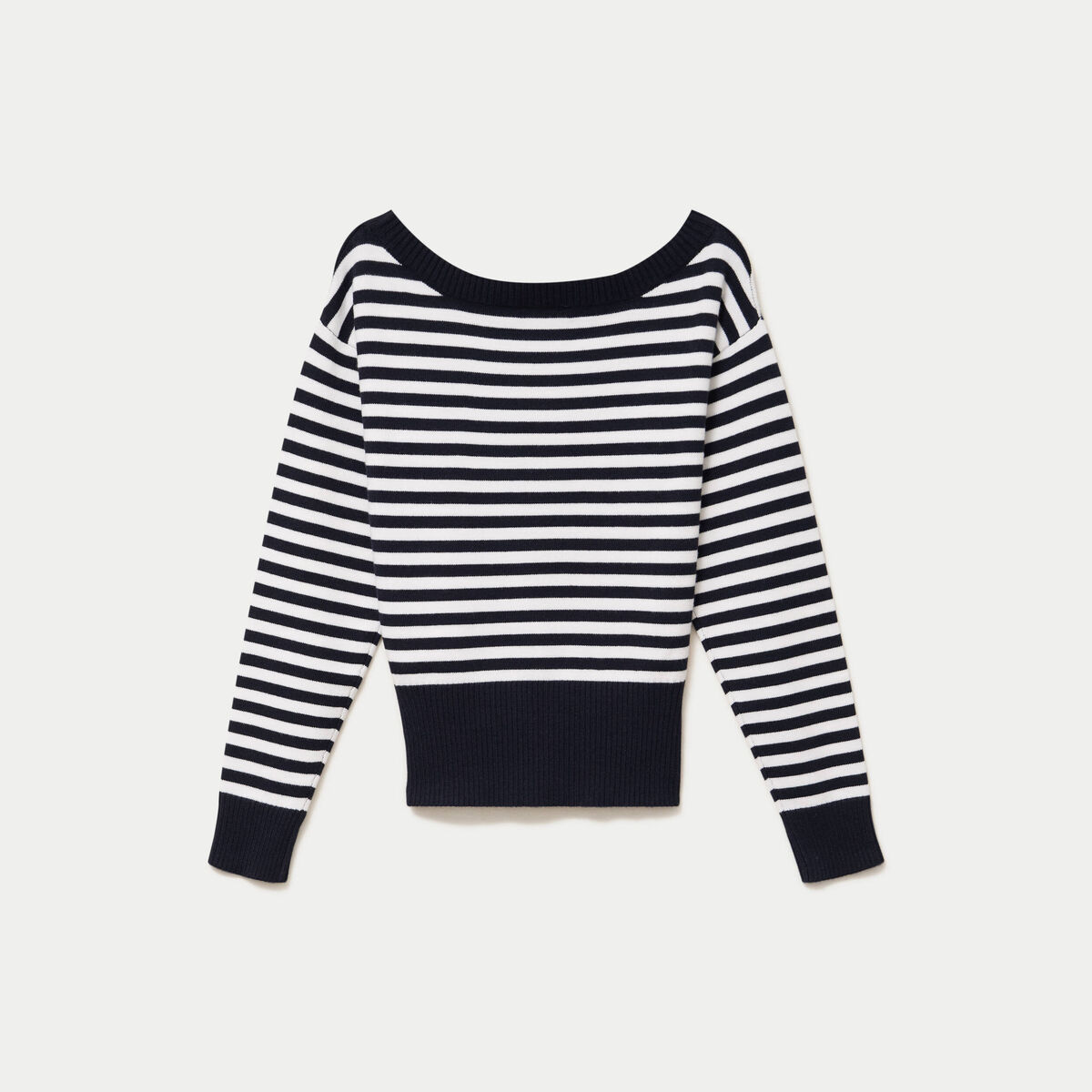 Pull col bateau manches longues bleu marine