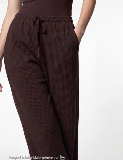 Pantalon large taille standard marron fonc&eacute;