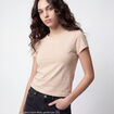 T-shirt ajust&eacute; col rond manches courtes marron clair