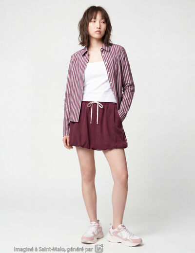 Jupe courte ample effet boule bordeaux
