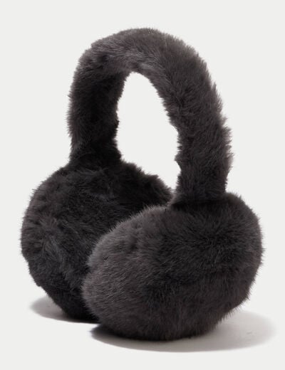 Cache-oreilles en fausse fourrure gris