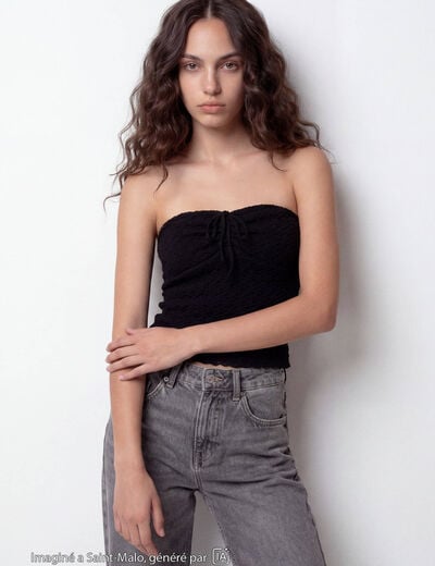 Bandeau ajust&eacute; sans manches dentelle noir ado