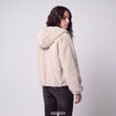 Blouson capuche fausse fourrure ecru