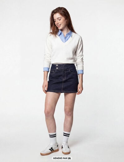 Jupe-short courte en jean denim brut