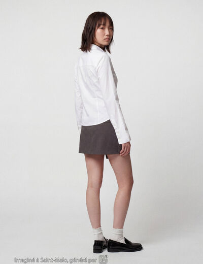 Chemise ajust&eacute;e courte col classique ecru