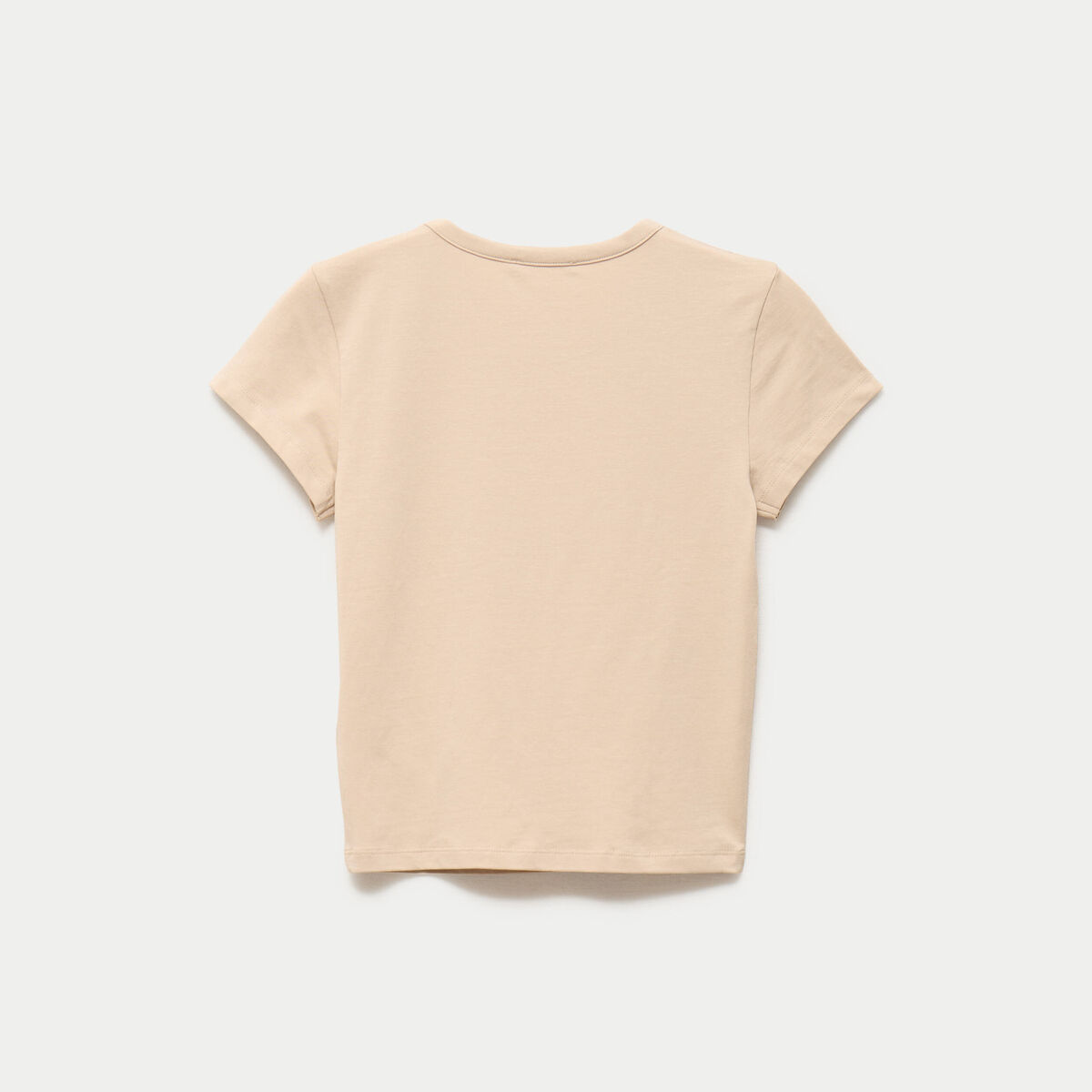 T-shirt ajust&eacute; col rond manches courtes marron clair ado