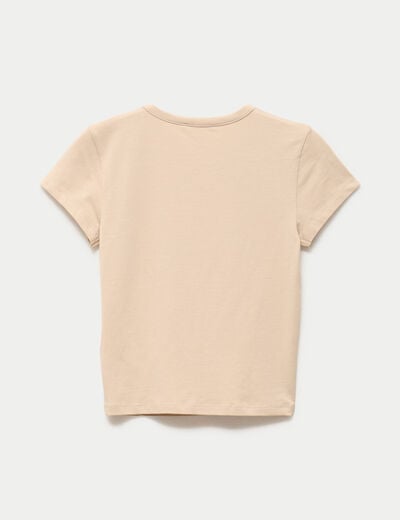 T-shirt ajust&eacute; col rond manches courtes marron clair ado