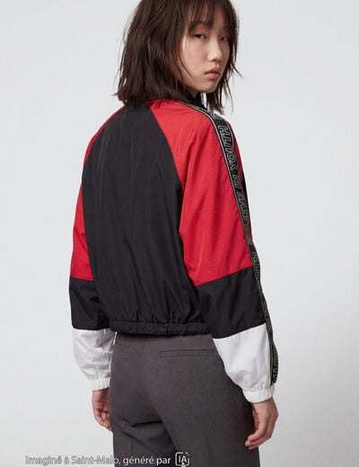 Blouson oversize cropped col biker noir