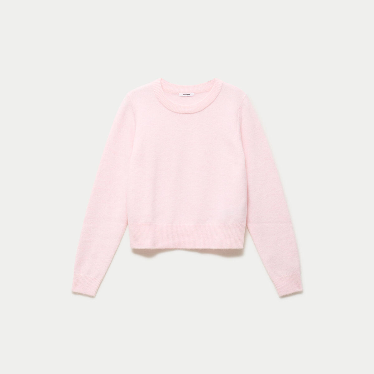 Pull col rond manches longues rose clair