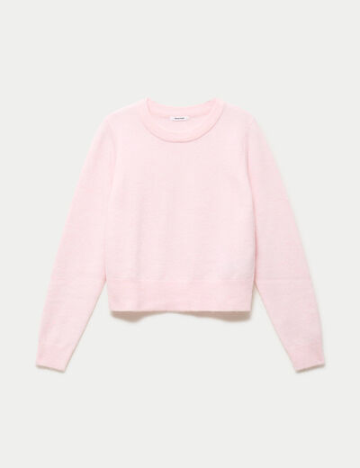 Pull col rond manches longues rose clair