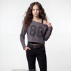 Sweat oversize cropped col bateau gris