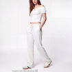 Pantalon large taille standard ecru