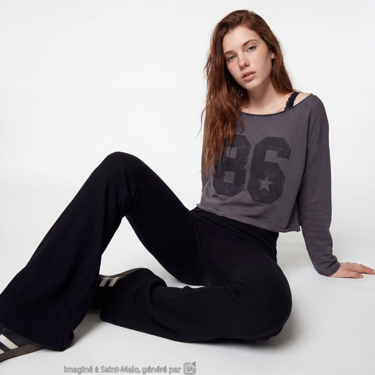 Pantalon flare stretch taille standard noir