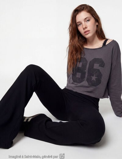 Pantalon flare stretch taille standard noir