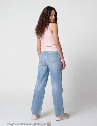 Jean wide leg taille standard denim triple stone ado