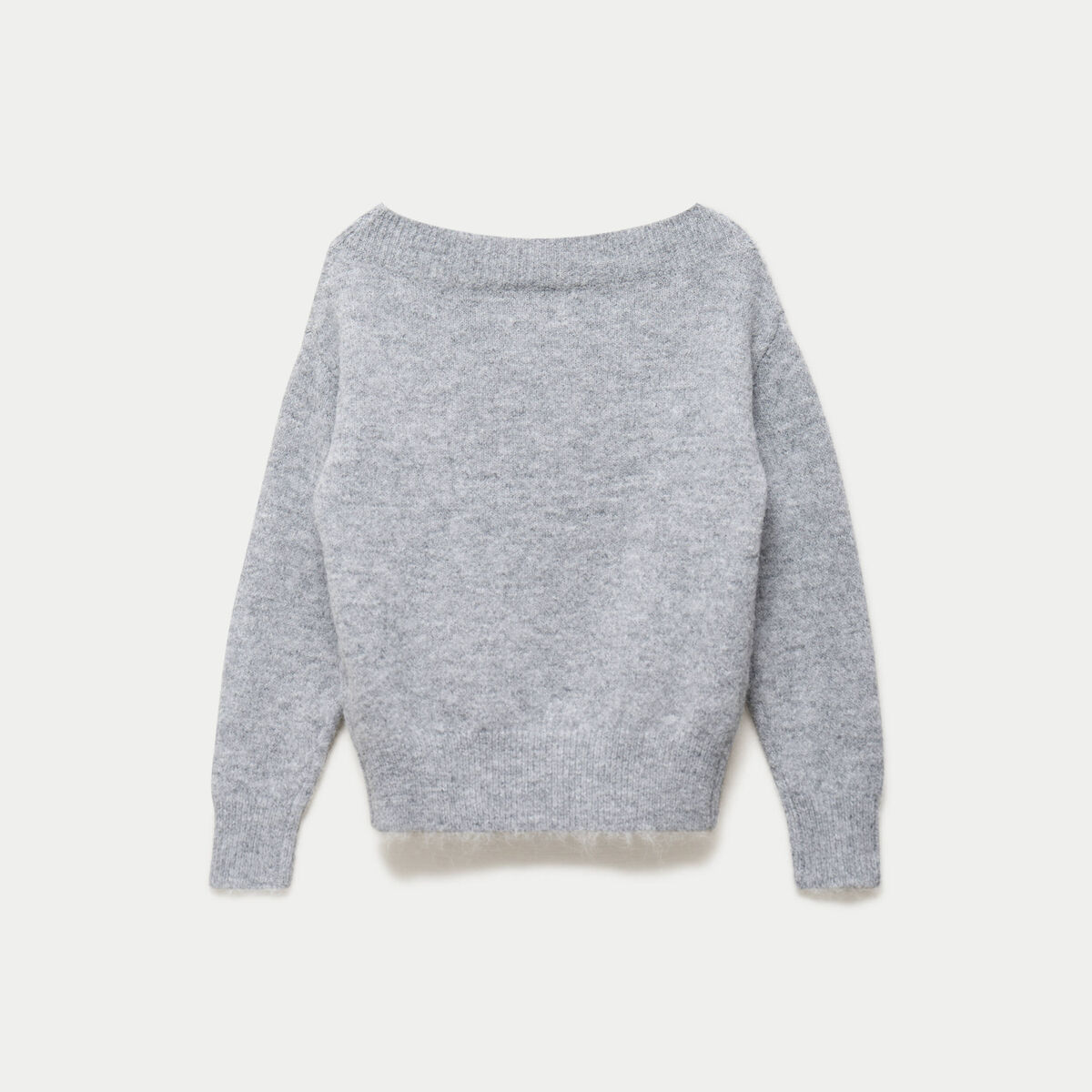 Pull col rond manches longues gris fonc&eacute;