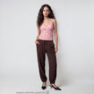 Pantalon large en cr&ecirc;pe taille standard marron fonc&eacute; ado