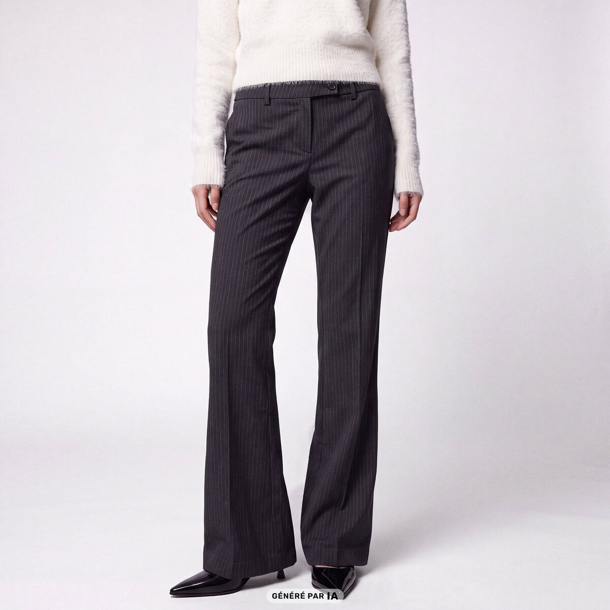 Pantalon bootcut stretch taille standard gris fonc&eacute;