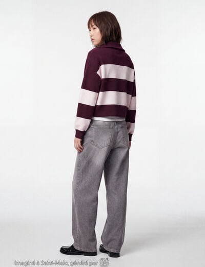 Pull col camionneur manches longues bordeaux