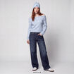 Pull col bardot manches longues bleu ciel
