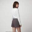 Jupe-short taille haute avec ceinture gris fonc&eacute;