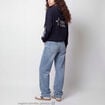 Sweat &agrave; capuche manches longues bleu marine