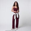 Jogging large en maille bordeaux