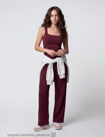 Jogging large en maille bordeaux