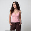 Top ajust&eacute; d&eacute;collet&eacute; sans manches rose ado