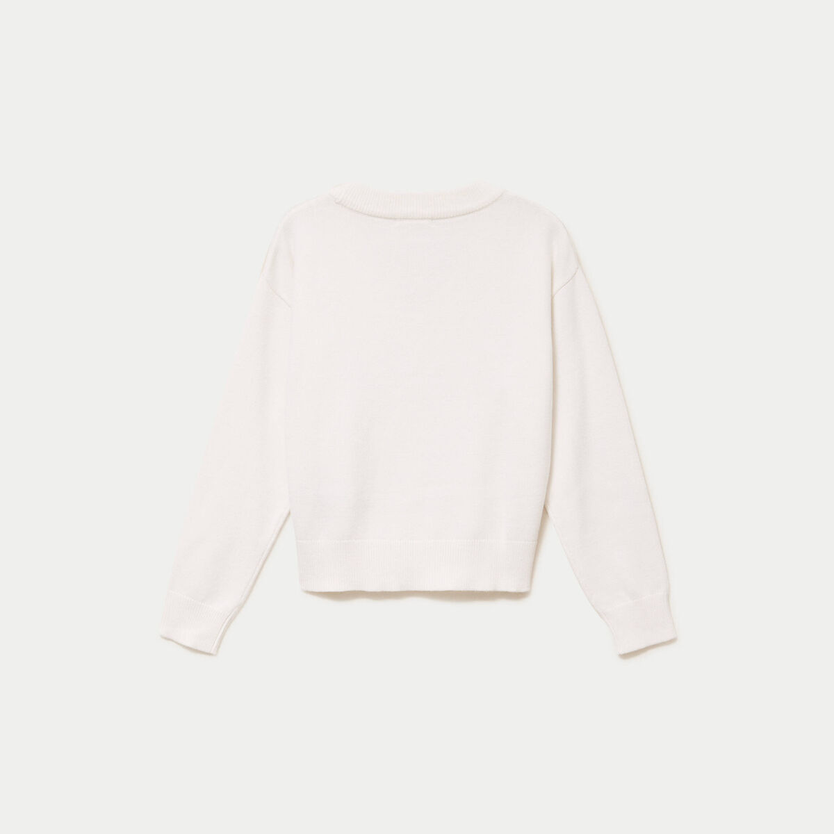 Pull ajust&eacute; d&eacute;collet&eacute; manches longues ecru