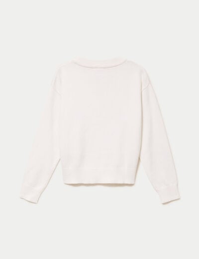 Pull ajust&eacute; d&eacute;collet&eacute; manches longues ecru