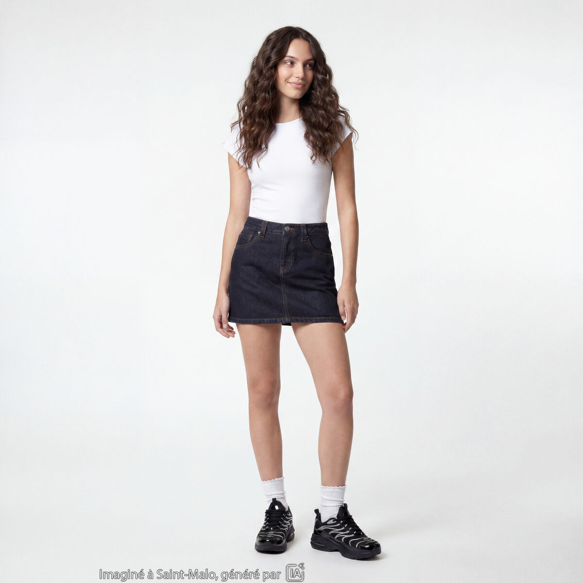 Jupe-short courte en jean denim noir