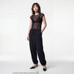 Pantalon large en cr&ecirc;pe taille standard noir