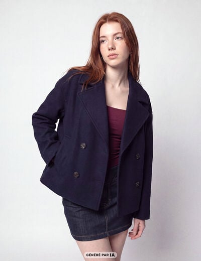 Caban droit bleu marine