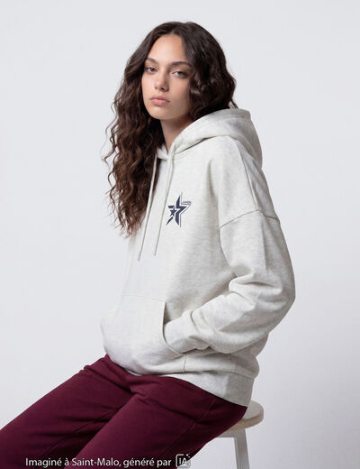 Sweat &agrave; capuche manches longues blanc