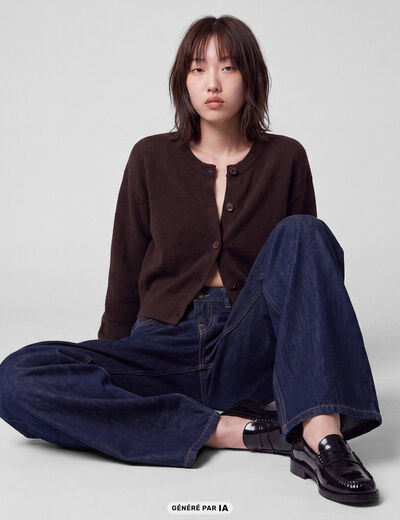 Jean Lenny wide leg taille standard denim brut