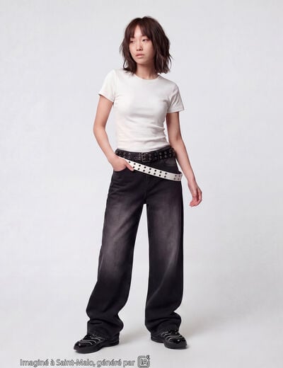 Jean Lenny wide leg taille basse denim noir